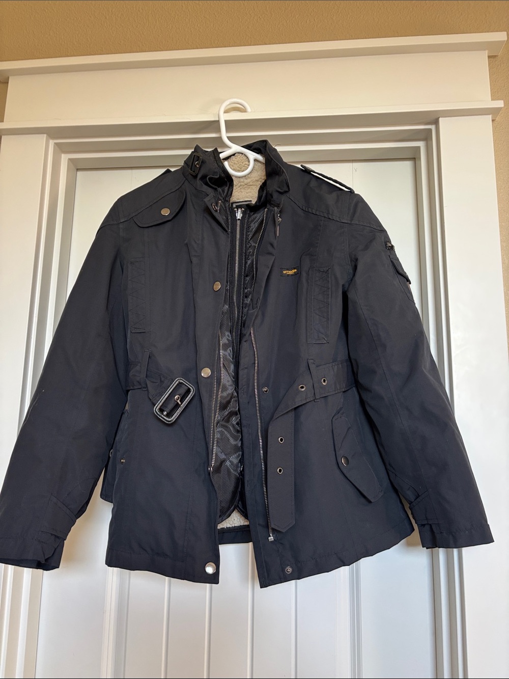 ARMADILLO Waterproof Padded Motorcycle Jacket with Belted Waist Sherpa Lining